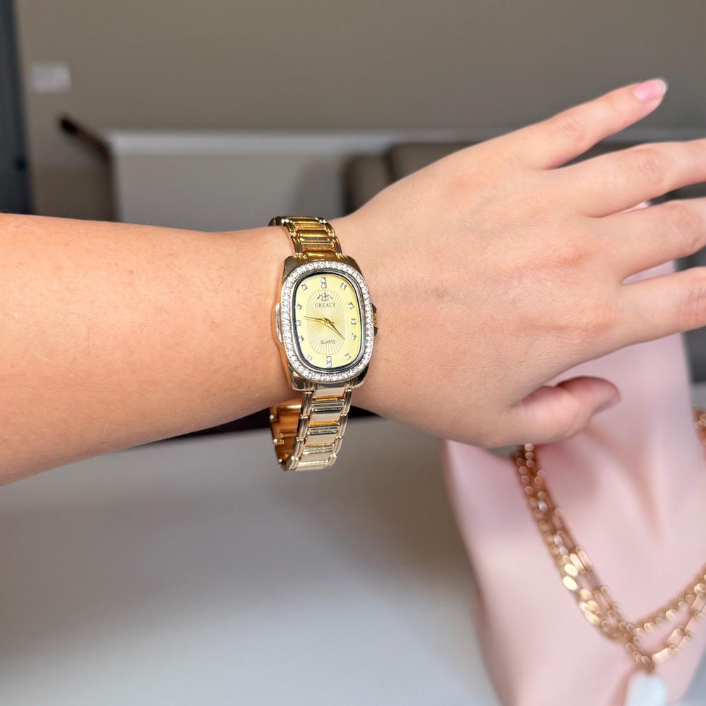 Gold-Tone Women's Bracelet Watch - Elegant Crystal Accents